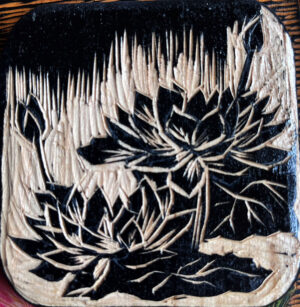 Woodcut Coasters with a Floral Design